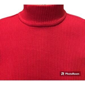 Karen Scott Cotton Solid Rib Mock-Neck Sweater Red Amore Size M NWT/MSRP $46.50